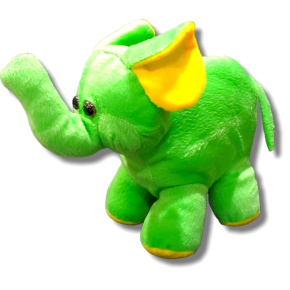 CalPlush Elephant Stuffed Animal Toy 2017 Zoo Kids Birthday Neon Green Yellow - Picture 1 of 12
